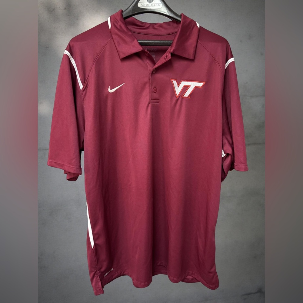 Nike Red virginia tech Polo Shirt Performance Athletic Wear